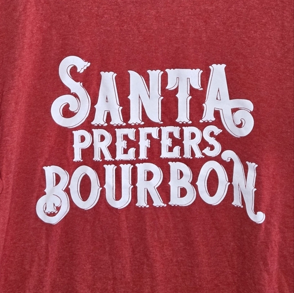 Port & Company | Santa Prefers Bourbon Red Short Sleeve Graphic Tee Size XL - Picture 3 of 4